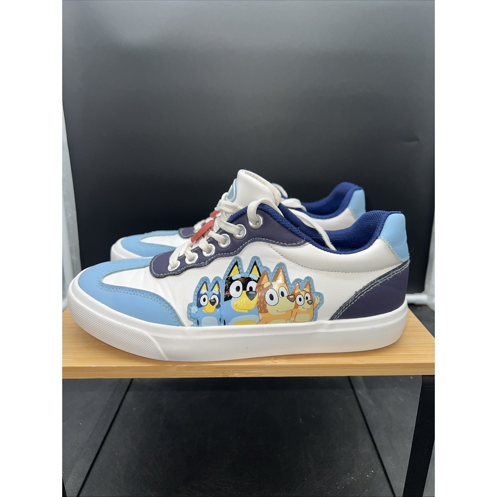 Bluey and Bingo Women's Court Sneakers Shoes Blue & White Lace Up Size 6